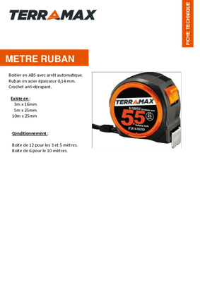 Equipement d'atelier - Mesure - Mètre ruban 10 m